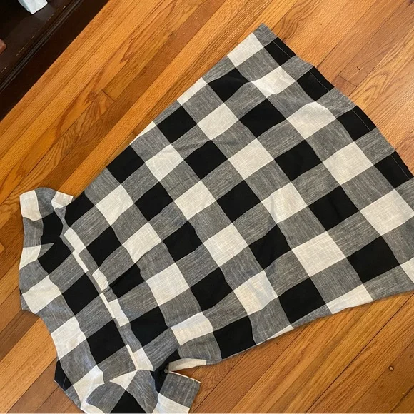 FTCayanz Women's Tunic Dress SZ XL Short Sleeve Buffalo Check 45 Cotton 55 LINEN - Picture 3 of 5
